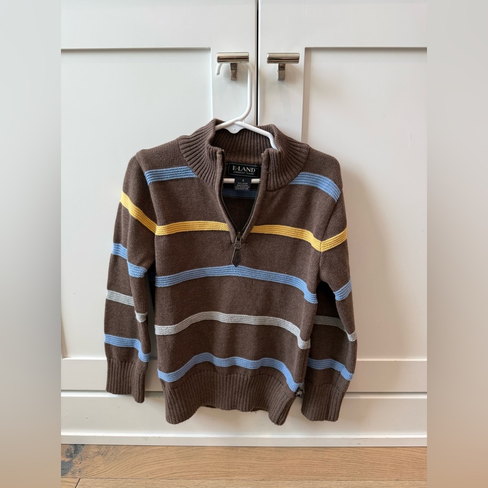Boys Brown Striped Sweater